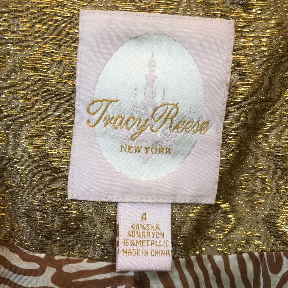 NWT Tracy Reese Gold Brocade Striped Jacket Sz 4 - Picture 3 of 8